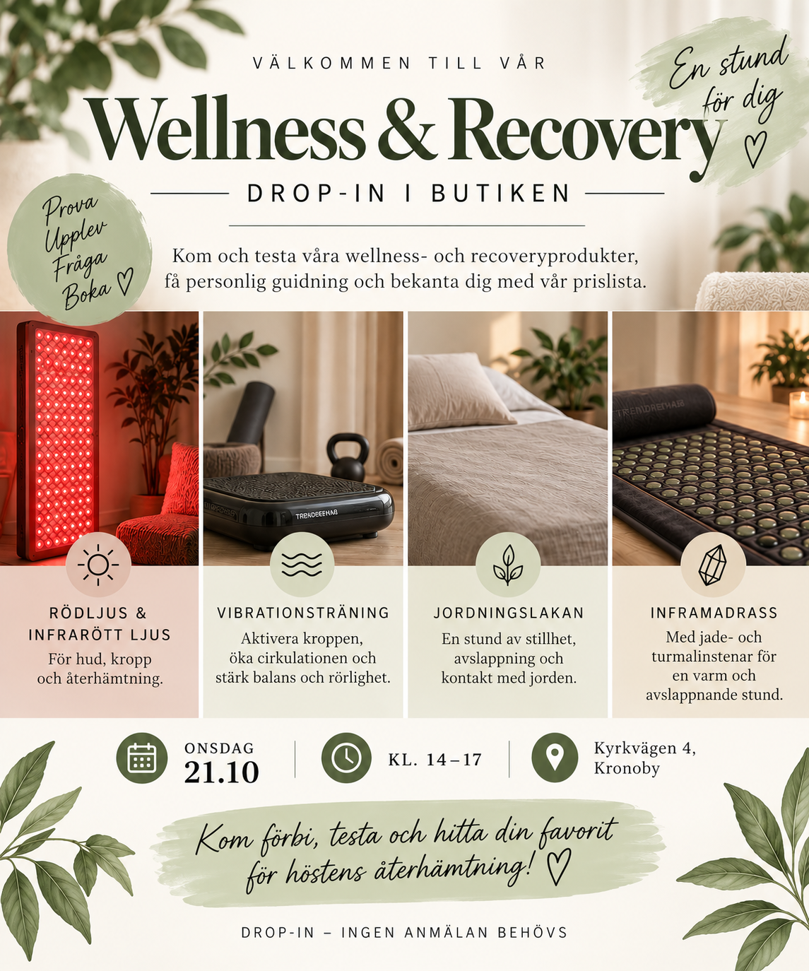 ✨ WELLNESS & RECOVERY 21.10 kl. 14–17 – kom & testa hos oss